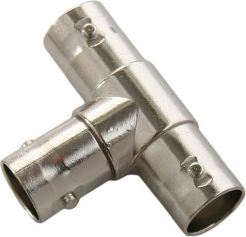 T-style adaptor BNC female connector jack to BNC female connnector jack, DC-4 GHz, 50 Ohms – silver plated